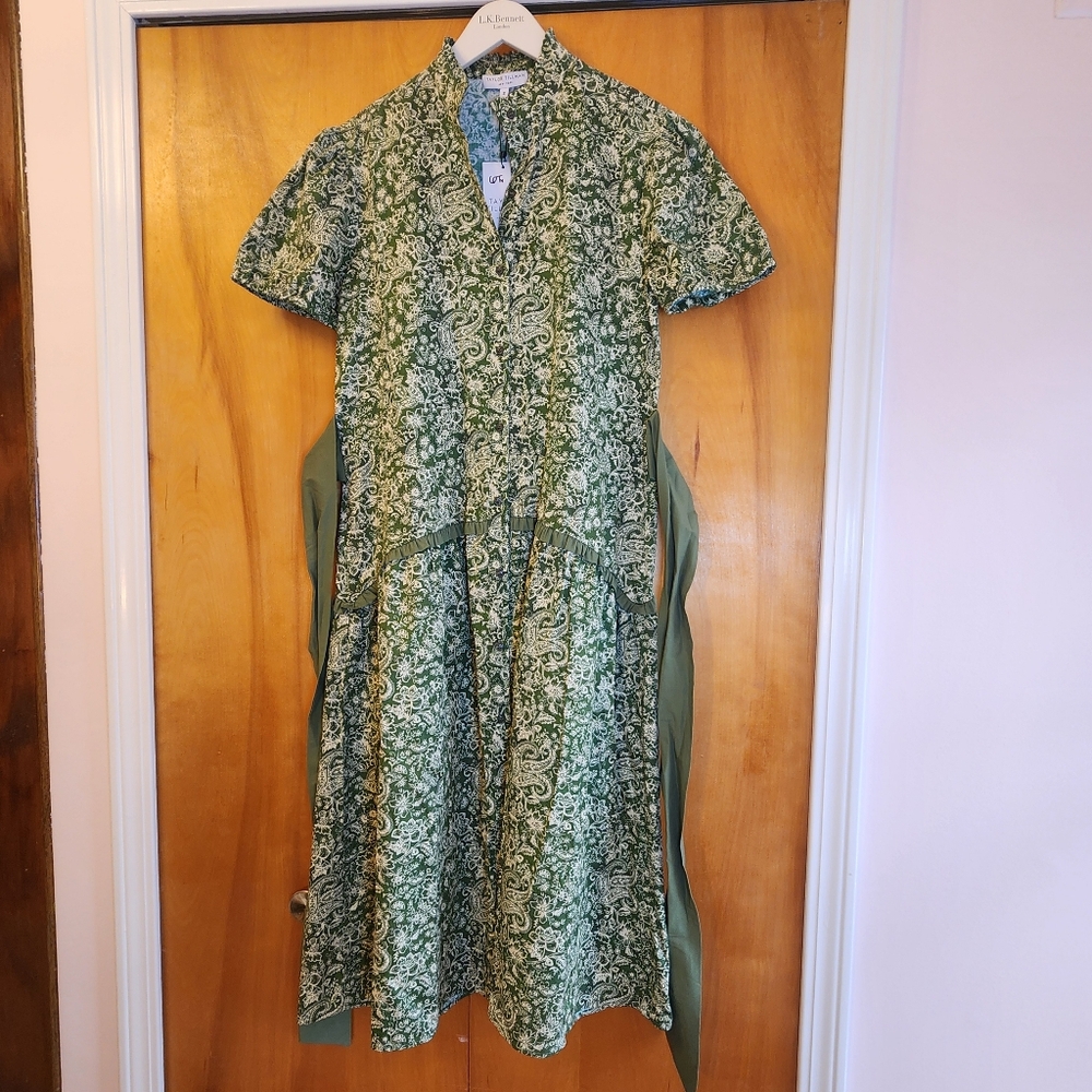 🆕️NWT Taylor Tillman Women's Julie Midi Dress in Olive Paisley, Size S/M, $225 - Picture 4 of 12